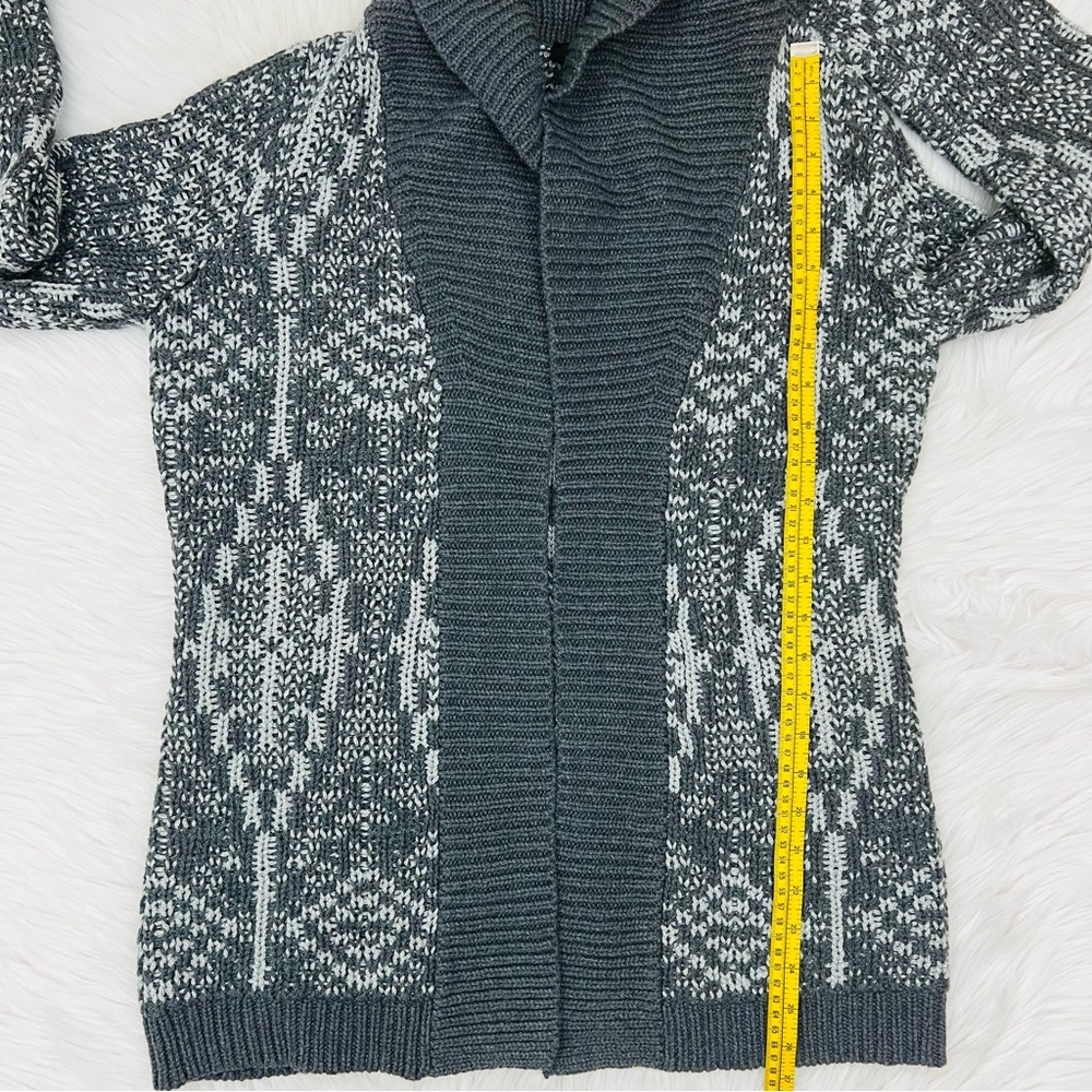 NWT! Talbots Mid Length Wool Blend Chunky Knit Geometric Gray Metallic Thread - Picture 9 of 12